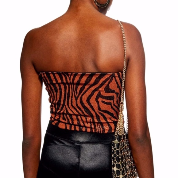 2/$15 NWT Topshop Tiger Print Glitter Bandeau - Picture 4 of 6